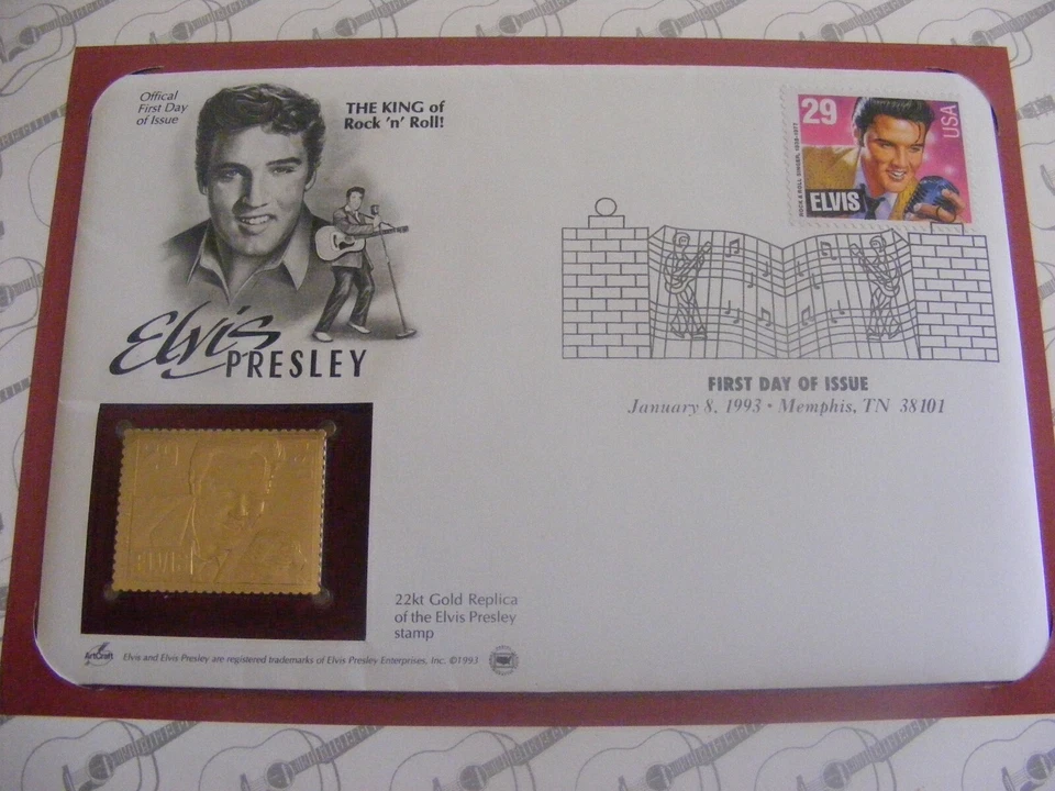 1993 Elvis Pressley FDC With Golden Replica - Image 3 of 3