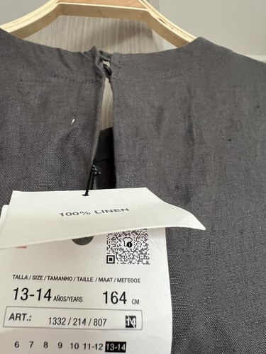 Zara kids Girls size 13-14 100% linen gray jumpsuit overalls - Picture 7 of 10