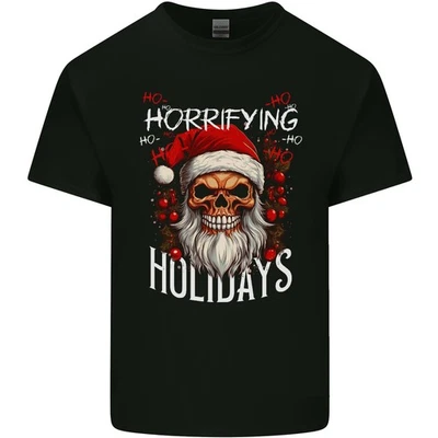 Horreur Vacances Maléfique Père Noël Crâne Noël Xmas T-Shirt En Coton Léger - Photo 1/2