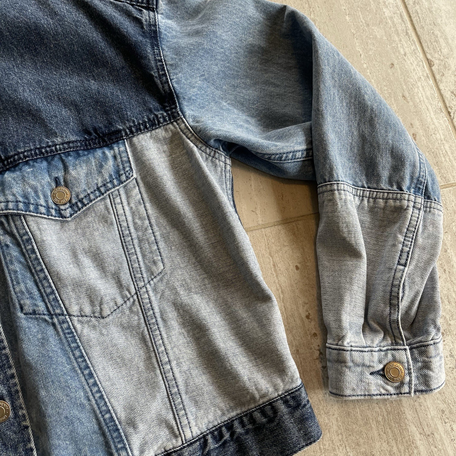 GAP Patchwork Denim Jacket Women's Large L Multi … - image 3