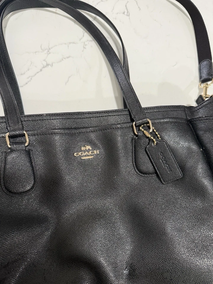 Coach Crossgrain Black Leather Baby Diaper Large Tote Bag F57786 - Image 2 of 4