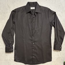 ETON Dress Semi-Formal Half-button Stud Shirt Men's 39/15.5 Slim Fit Black