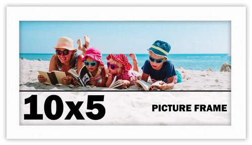 10x5 Frame White Wood Picture Photo Frame with UV Acrylic and Acid Free Backing