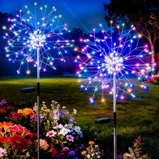 2 Pack Solar Firework Lights, 210 LED 8 Lighting Modes Waterproof Solar Garden L