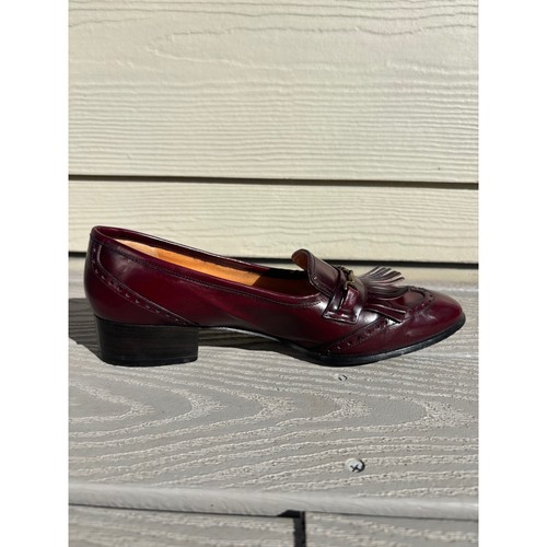 Etienne Aigner Burgundy Leather Fringe Tassel Loafers Dress Shoes - Size 7.5M - Picture 2 of 11