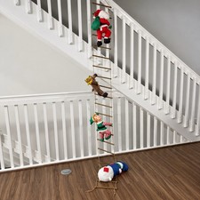 Santa Climbing 9ft Ladder Christmas Decoration Whimsical Holiday Staircase Decor
