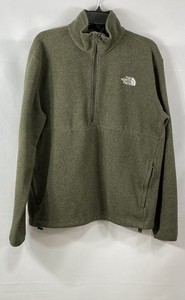 The North Face Men's Green 1/4 Zip Fleece Pullover Jacket Sleeve Pocket Sz M