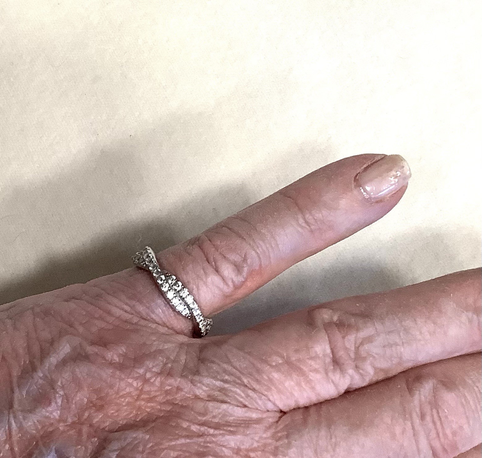 Pretty Silver Tone Ring With Simulated Diamonds B… - image 3