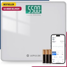 LEPULSE 550lb Bathroom Digital Scale for Body Weight BMI, Extra Wide Platform Hi
