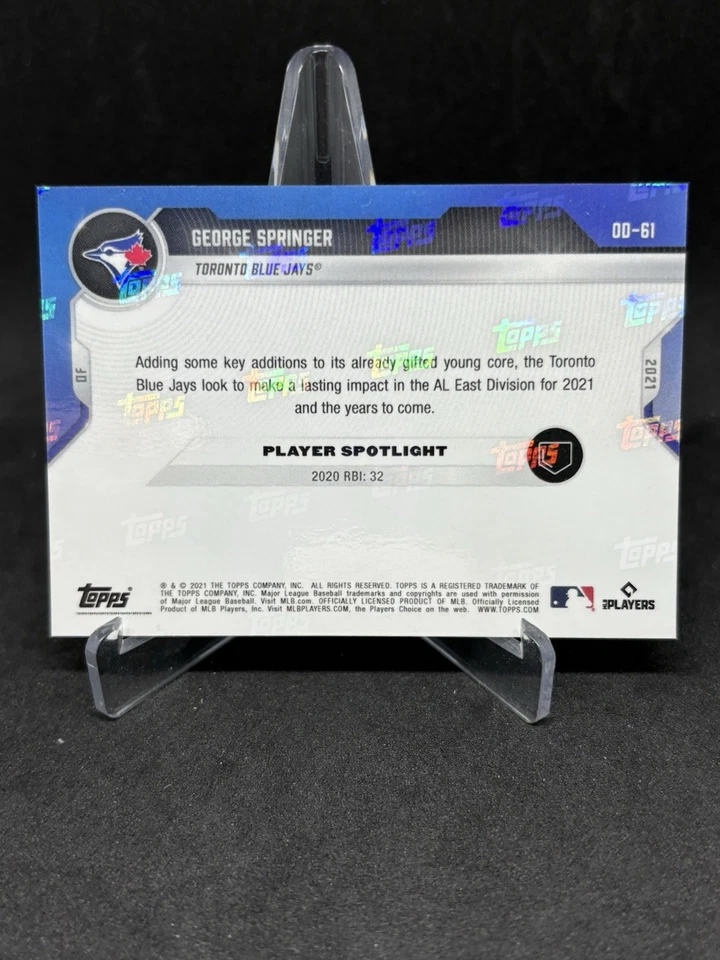 2021 Topps Now Road To Opening Day - Blue Jays George Springer Blue /49 101525 - Image 3 of 3