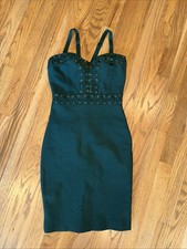 Fashion Nova Nightingale Bandage Bodycon Corset Dress Hunter Green XS 0