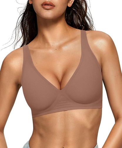 Womens Jelly Bras Wireless Deep V Bralette Tshirt Bras Comfortable No Underwire