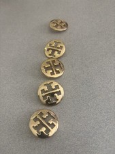 Lot 5 Tory Burch 1 1/8" Gold Replacement Buttons large Logo Cut Out plus Label