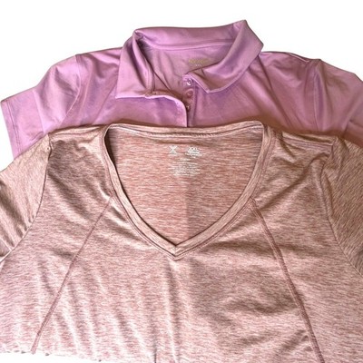 TEK GEAR/Xersion XXL Bundle of 2 Athletic Polo Shirt Performance Tee Womens