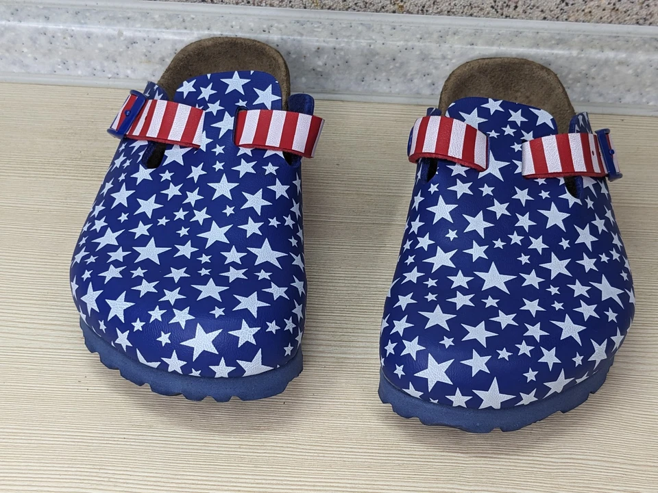 Zuecos Birkenstock Birki’s estrellas y rayas patrióticos bandera de Estados Unidos Boston Foto 4 de 4