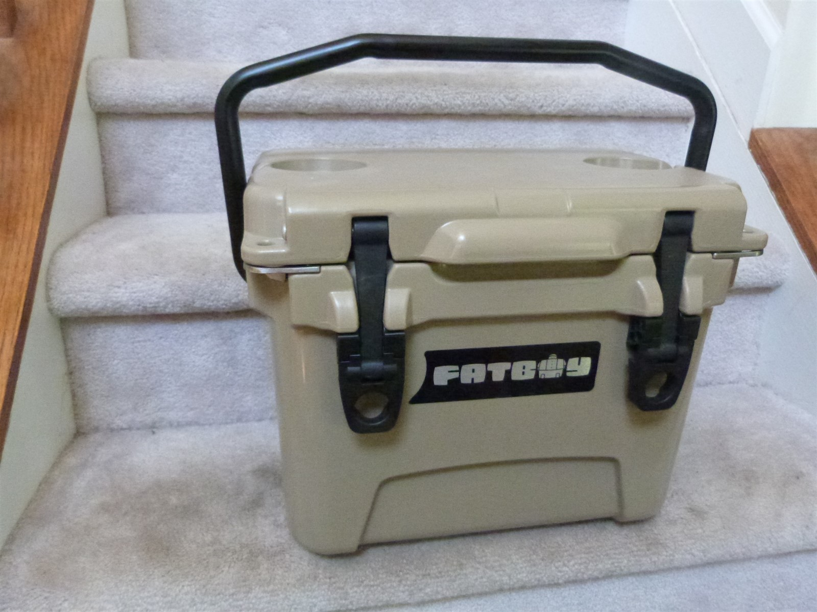 Chest Ice Box Hard Lunch Box Tan/gray Euc
