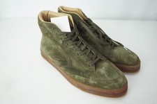 John Varvatos Verde Oliva Gamuza Cuero Tenis Altos Hombres Zapatos Talla 11 Totalmente NUEVO