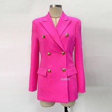 Womens Double Breasted Lapel Collar Suit Jackets Blazer Office Ladies Slim Coats