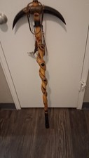 Primitive Handmade Rattlesnake Skin/Cane Wood Walking Stick Real Skin