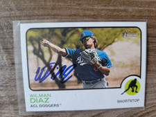 Wilman Diaz Signed 2022 Heritage Minors Baseball Card Dodgers #219