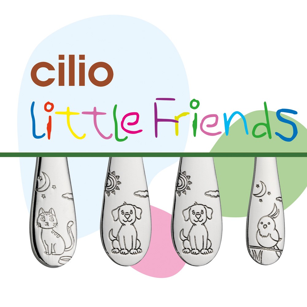 Couverts enfants Friends en inox de 4 pièces pour apprendre à manger seul