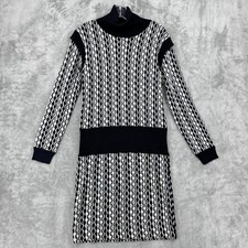 Nicole Miller Sweater Dress Womens Medium Turtleneck Bodycon Preppy Abstract