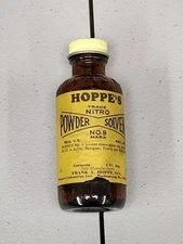 Vintage Hoppe's Nitro Powder Gun Cleaning Solvent 2 oz. Glass Bottle