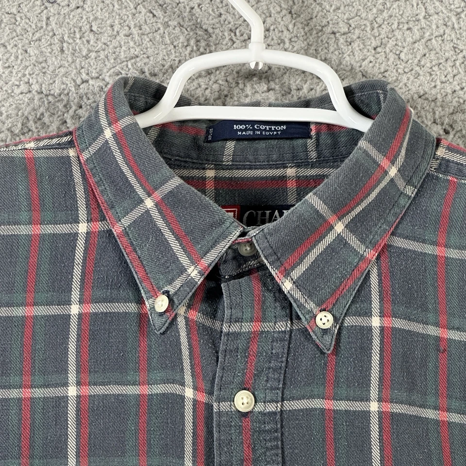 Camisa Chaps Ralph Lauren Franela Años 90 Rojo Azul Abotonada Para Hombre XL De Colección Foto 2 de 4