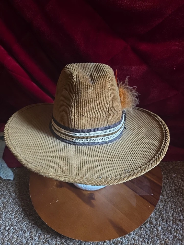 Banda de Sombrero de Ganchero de Pana Occidental Vaquero con Pluma Hecho en EE. UU. Talla Pequeña Foto 4 de 4