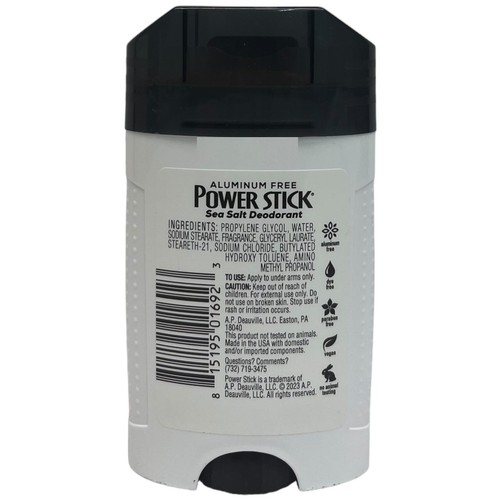 Power Stick Meersalz 0 % Aluminium ganztägig frisches Deodorant, 2,5 Unzen (2 Stück) - Bild 2 von 2