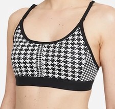 Nike Indy Icon Clash Padded Hounds Tooth Sports Bra Size Medium Black White New