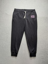Lands End Men Jogger Pants L Black ARTS FMS Drawstring Pockets Comfort Sweatpant