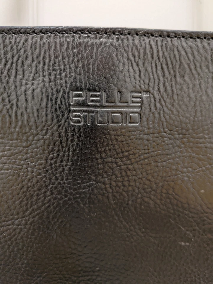 Pelle Studio Black Italian Leather Tote Shoulder Bag Structured Purse Excellent - Image 2 of 4