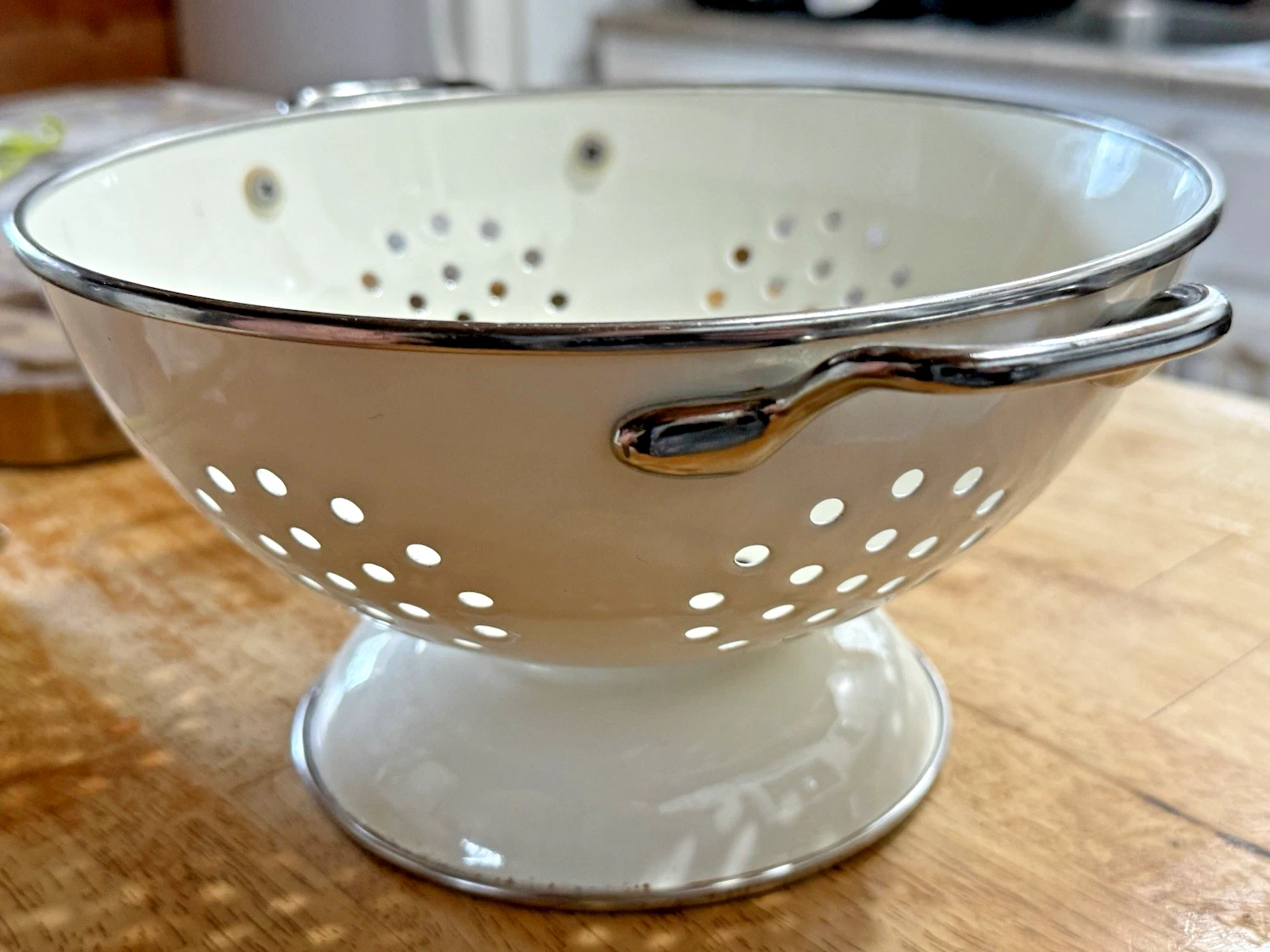 IKEA Enameled Colander with Handles, Stainless Steel, Creamy White