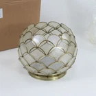 Serena & Lily Scalloped Capiz 6.5" Tall Candle Holder Hurricane DE-HC4-L
