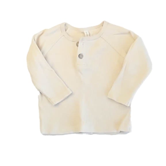 Quincy Mae 3-6M Henley Knit Top Natural Stylish Baby Toddler Shirt