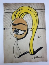 Roy Lichtenstein COA Art Painting Original Drawing Vintage Paper Signed