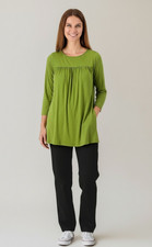 Attitudes by Renee Womens Tunic Size M Cactus Green 3/4 Sleeve Flounce Casual
