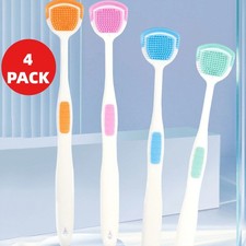 4Pcs Tongue Scraper Tongue Coating Removal Cleaner Oral Removal Silicone Scraper