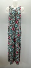 Talbots Womens Sleeveless Floral Maxi Dress Cotton Blend Size Small Stretch.