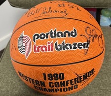 Portland Trail Blazers 1990 Champions Signed Ball Drexler Porter, etc. 