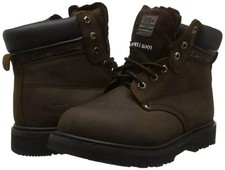 Image of Men Steel Toe Cap Safety Boots Brown Workwear Lace Up Ankle Work Boots size 7