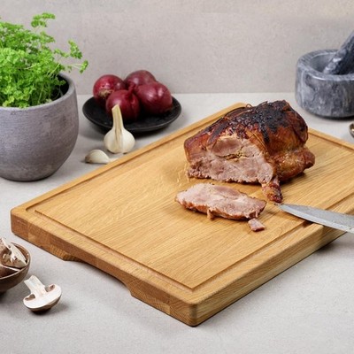 Kesper 49101 | Tranchierbrett Eichenholz | FSC-zertifiziert | Extra stark 3,5 cm
