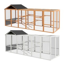 PawHut 49" Wooden Chicken Coop Run for 6-10 Chickens with Storage, Perches