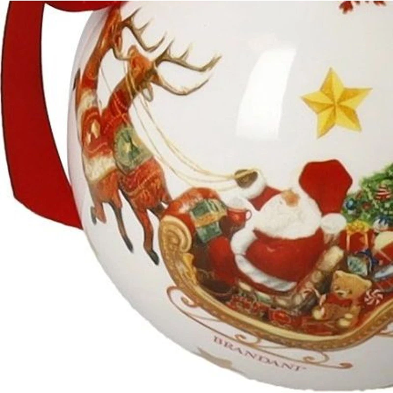 Palla di Natale Ceramica BRANDANI Christmas Babbo Natale Slitta Renne 10 cm, fotografia 5 di 9