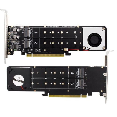 SSD Expansion Split Card Supports 4 Nvme M.2 PCIE 4.0 x16 4 x 32Gbps New - Afbeelding 9 van 11