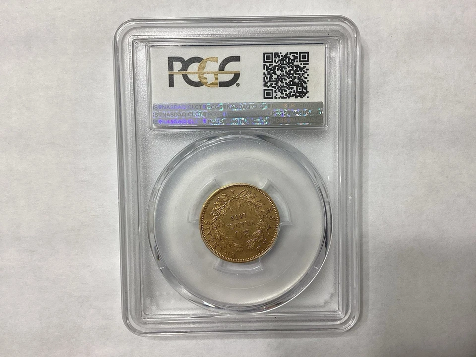 1859 A Francia Oro 20 Francos PCGS AU50 Foto 3 de 3