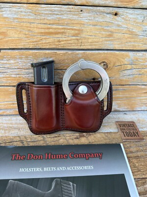 Don Hume Brown Leather Chain Handcuff Cuff  100B Magazine Carrier 1 3/4'' Slot MP