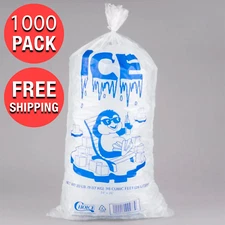(1000-Case) 20 Lb. Clear Plastic Ice Bag Store Machine Commercial Printed Blue