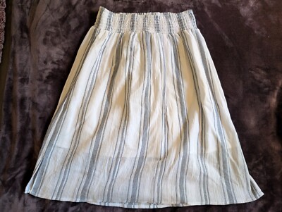 WOMEN'S UNIVERSAL THREAD SKIRT S Small White Blue Stripes Mid Short Under Layer